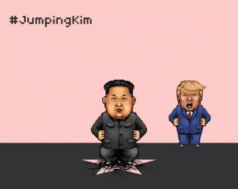 Trump Kim Jong Un GIF - Trump Kim Jong Un Jump GIFs