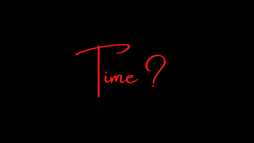 a black background with the word time in red
