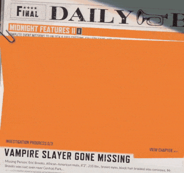 a picture of a vampire slayer gone missing is on the front page of a newspaper
