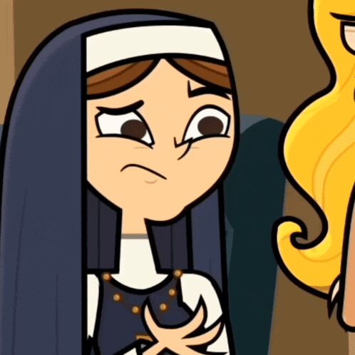 a cartoon nun is making a funny face