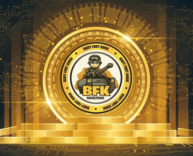 a logo for baby fort knox warzone shows a soldier holding a tank