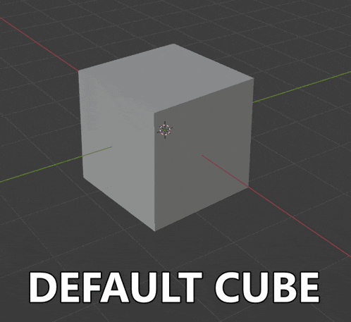 a 3d model of a cube with the text default cube below it