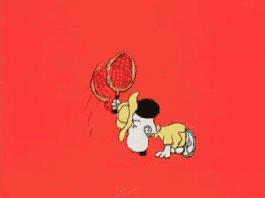 a cartoon of snoopy eating pizza with his mouth open