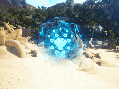 a blue circle with a heart in the middle is surrounded by trees