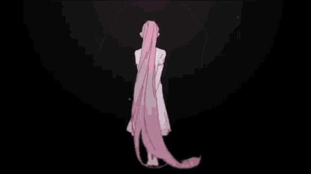 a drawing of a girl with pink hair and a white shirt .