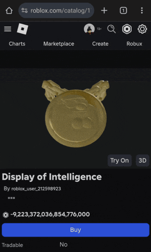 a screenshot of a display of intelligence item in roblox