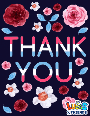 a lucas & friends thank you card with flowers