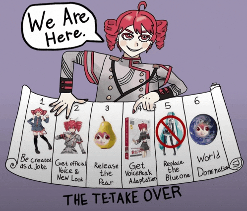 a cartoon of a girl holding a paper that says we are here