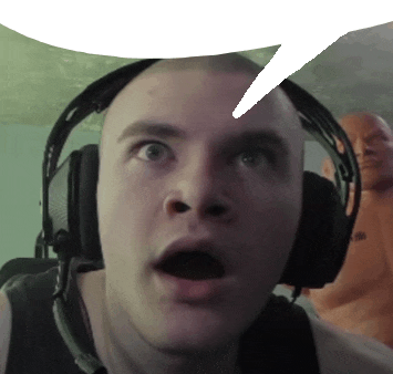 a man wearing headphones with a speech bubble coming out of his mouth