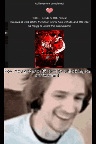 a man is smiling in front of an achievement screen