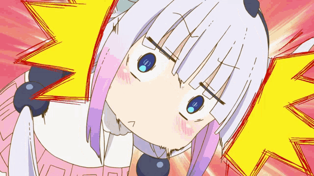 a drawing of a girl with white hair and purple ears