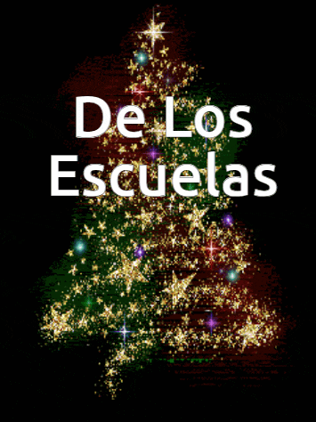 a christmas tree with the words de los escuelas written above it
