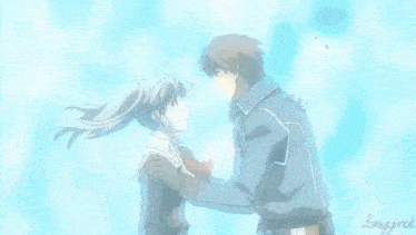 a boy and a girl are kissing with the word lovegirl written on the bottom right