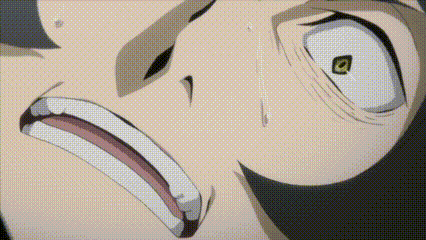 a close up of a person 's face with a surprised look on his face