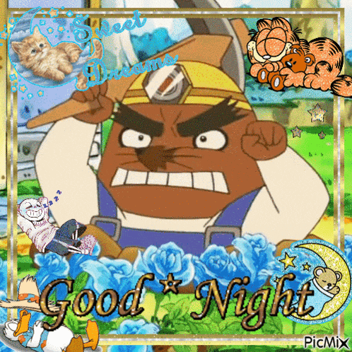 a picture of garfield with the words good night