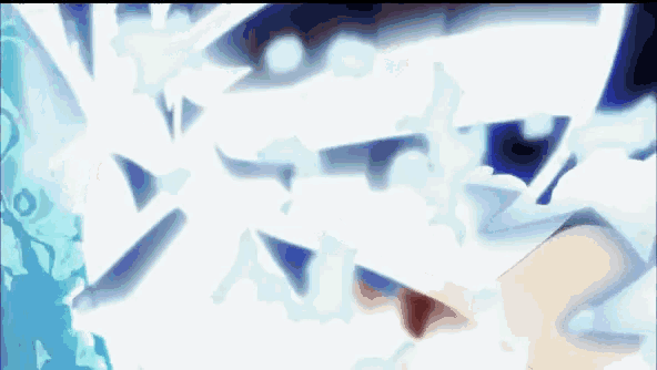 a blue and white background with a few white triangles on it
