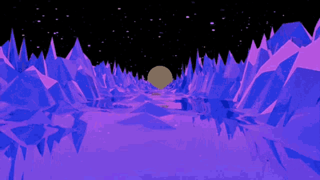 a computer generated image of a landscape with a yellow circle in the middle
