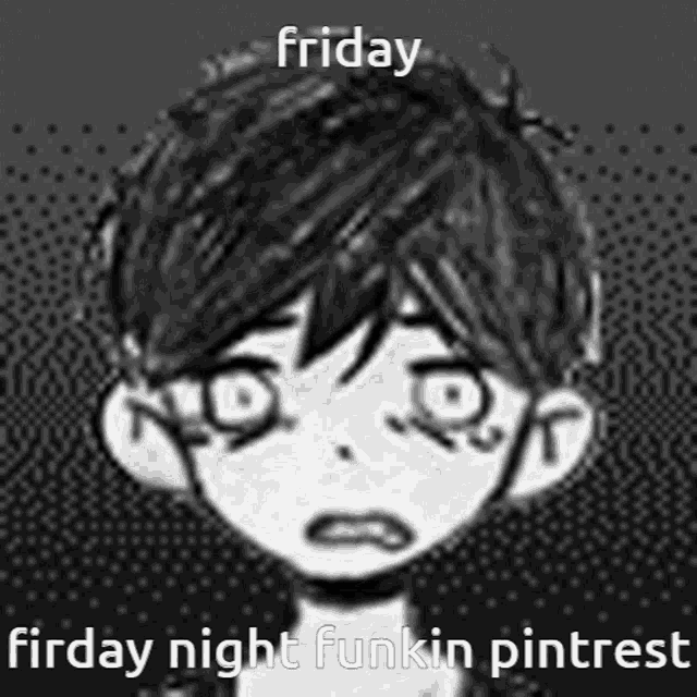 a black and white drawing of a boy with the words `` friday friday night funkin pinterest '' .