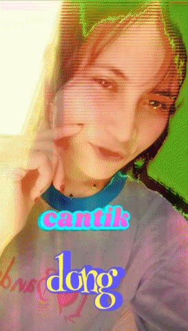 a picture of a girl with the words cantik dong