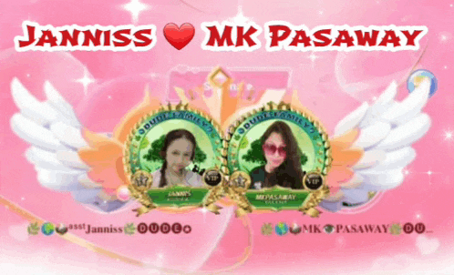a poster for janniss and mk pasaway shows two girls with wings