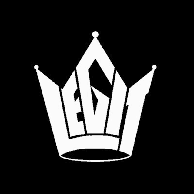 a white logo of a crown with the letter g on it .