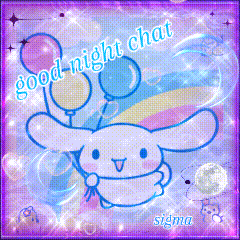 a picture of cinnamoroll with the words good night chat written on it