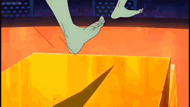 a cartoon character is wearing a yellow hat and covering his face with it .