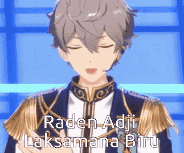 a cartoon character with the name raden adji laksamana biru on the bottom