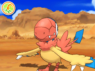 a cartoon character is standing in the desert with a green arrow pointing down