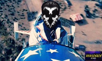 a poster for rorschach on rage shows a man in a costume