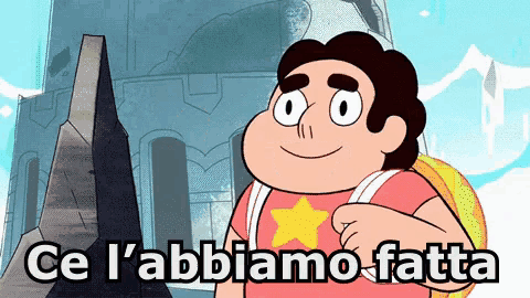 a cartoon character with the words ce l' abbiamo fatta