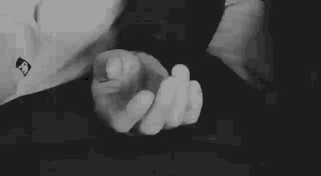 a black and white photo of a couple holding hands .