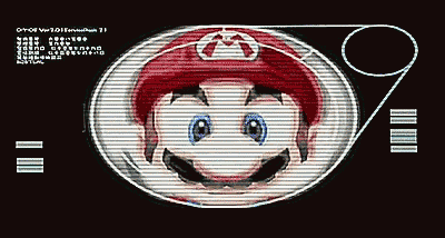 a computer screen shows a cartoon character with a red hat