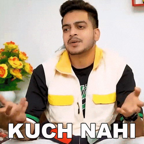 a man in a white and yellow jacket says kuch nahi in a foreign language