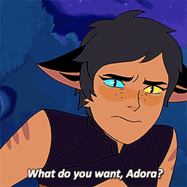 a cartoon character is asking what do you want .
