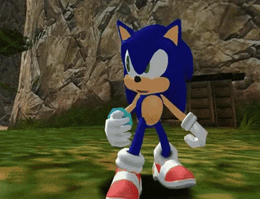 sonic the hedgehog in a video game holding a green ball