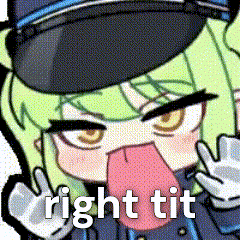 a cartoon of a girl sticking out her tongue with the words right tit written above her