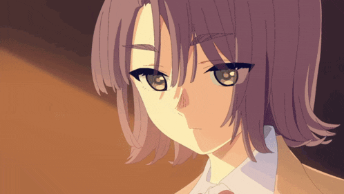 a drawing of a girl with purple hair