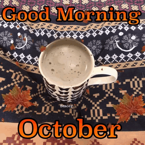 Hello October Morning GIF - Hello October Morning Coffee GIFs