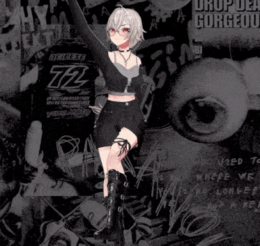 a girl stands in front of a poster that says 72 on it