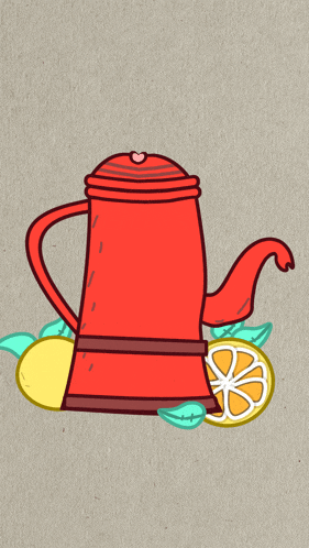 a cartoon drawing of a red fire hydrant with a green leaf in it