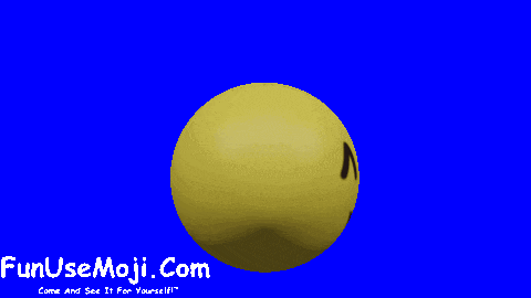 a yellow smiley face on a blue background with the words funusemoji.com above it