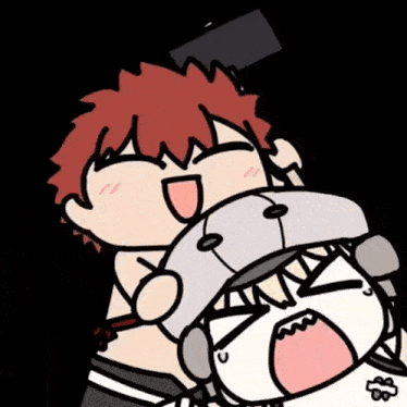 a cartoon of a man holding another man 's head with his mouth open