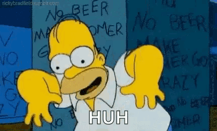 homer simpson is standing in front of a no beer sign