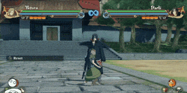 yagura and itachi are playing a video game with a reset button