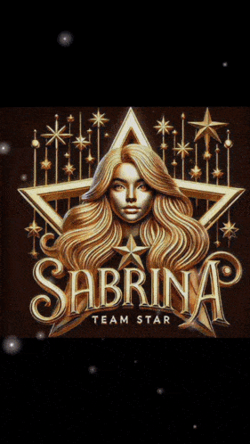a poster for sabrina team star features a woman with long hair