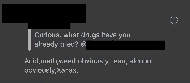 a black background with the words curious what drugs have you already tried written in white