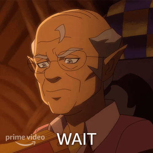 a cartoon of an old man with glasses and a caption that says " wait "
