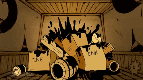 a bunch of ink boxes and barrels on the floor
