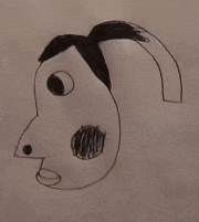 a child 's drawing of a man 's face with a mustache